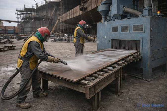 Shot Blasting Machine In Shipyard Industry